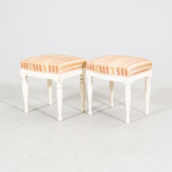 Carl Johan Wadström, a pair of signed late Gustavian signed stools.