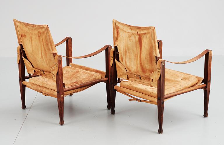 FÅTÖLJER, ett par, "Safari Chair", Kaare Klint, Rud. Rasmussen Snedkerier, Danmark, 1950/60-tal.