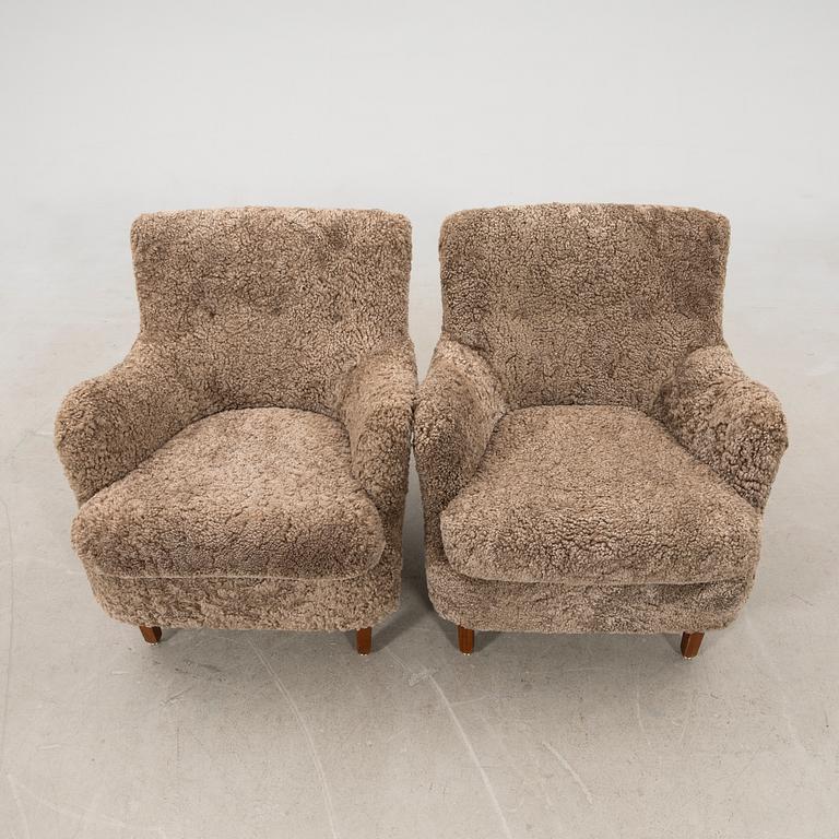Armchairs, a pair from the 1940s.