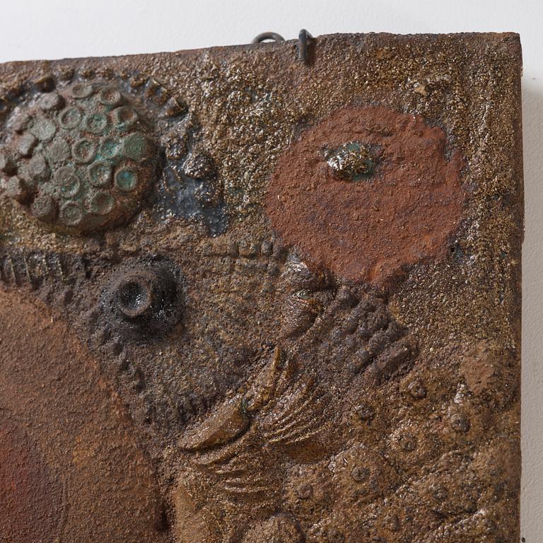 A Stig Lindberg stoneware relief, Gustavsberg studio, Sweden probably 1960's.