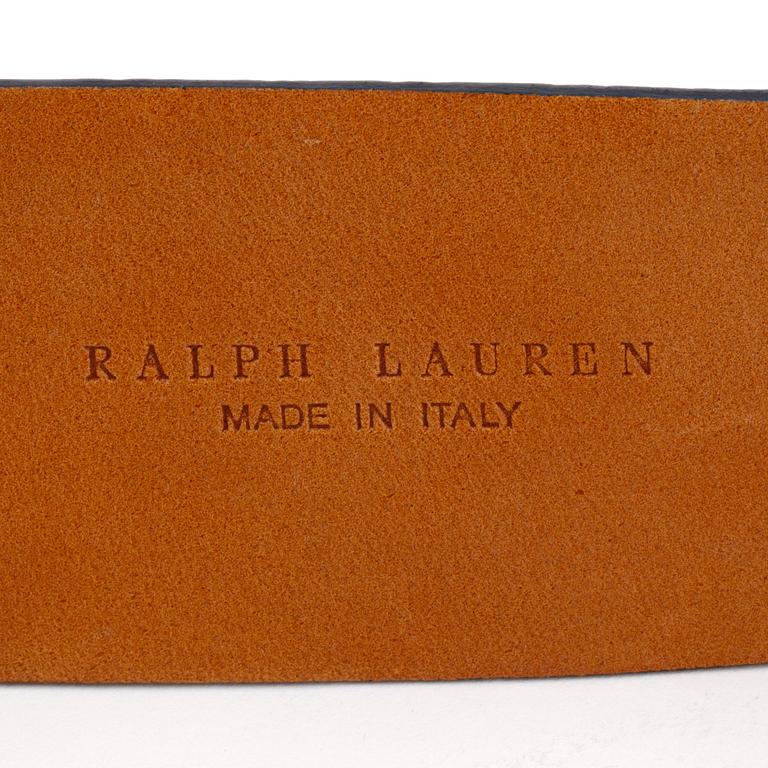 RALP LAUREN, a blue crocodil belt.