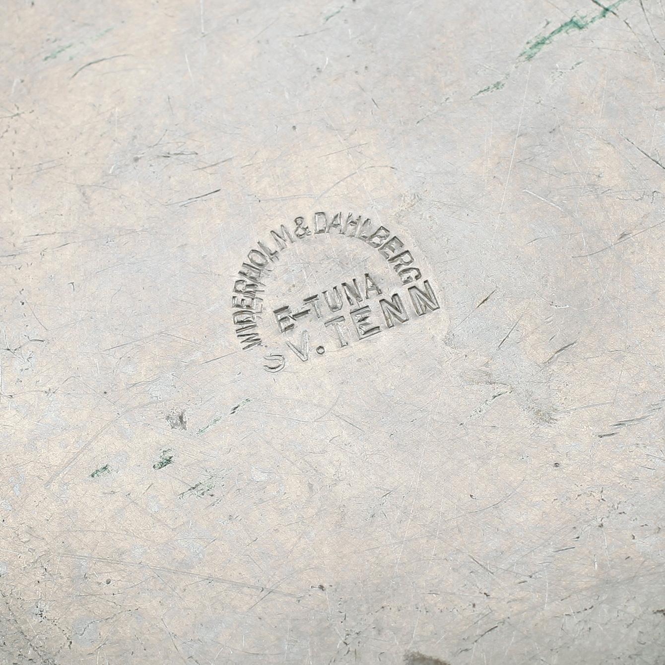 SKJORTKNAPPSASK, tenn, "Originell", Widerholm & Dahlberg, Eskilstuna, 1930-tal.