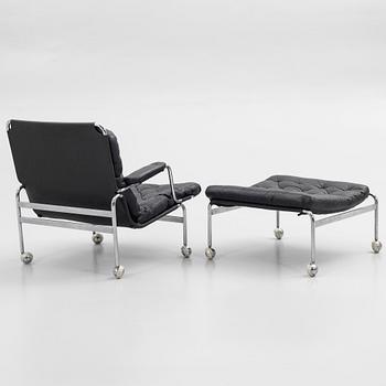 Bruno Mathsson, Armchair with footstool, "Karin 73", DUX, later part of the 20th century.