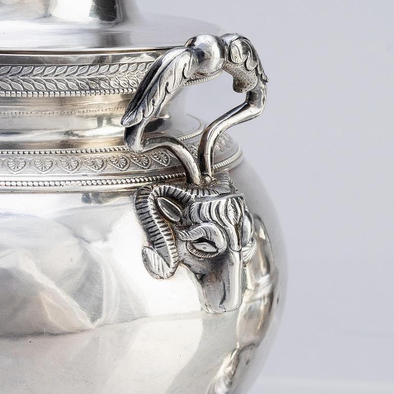 A four-piece silver tea and coffee service, marks of John McMullin, Philadelphia, circa 1820.