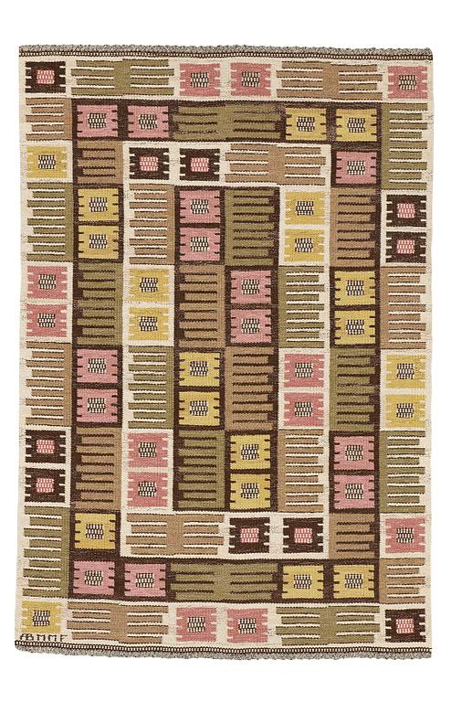 Märta Måås-Fjetterström, A CARPET, "Nyponblomman", flat weave, ca 207 x 141-142 cm, signed AB MMF.