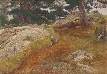 Bruno Liljefors, Landscape with hare.