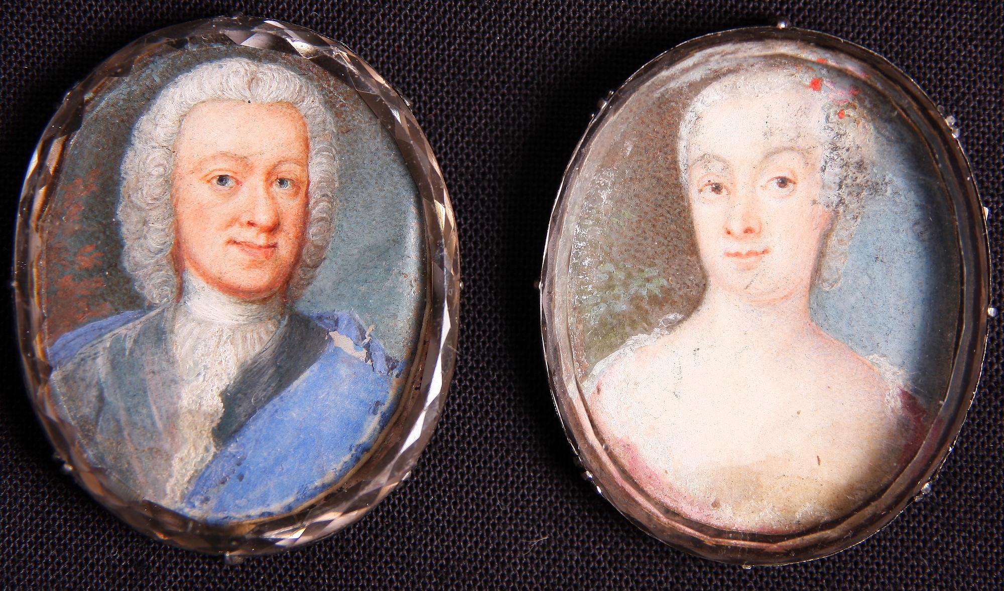 OKÄND KONSTNÄR, miniatyrer, ett par, 1700-tal.