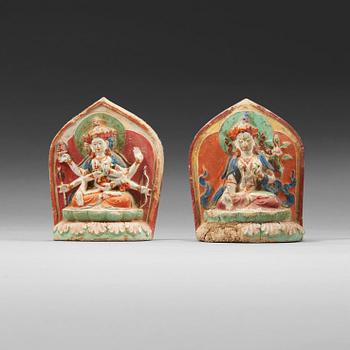 15. Two clay tsa-tsas, Tibet, 18/19th Century.