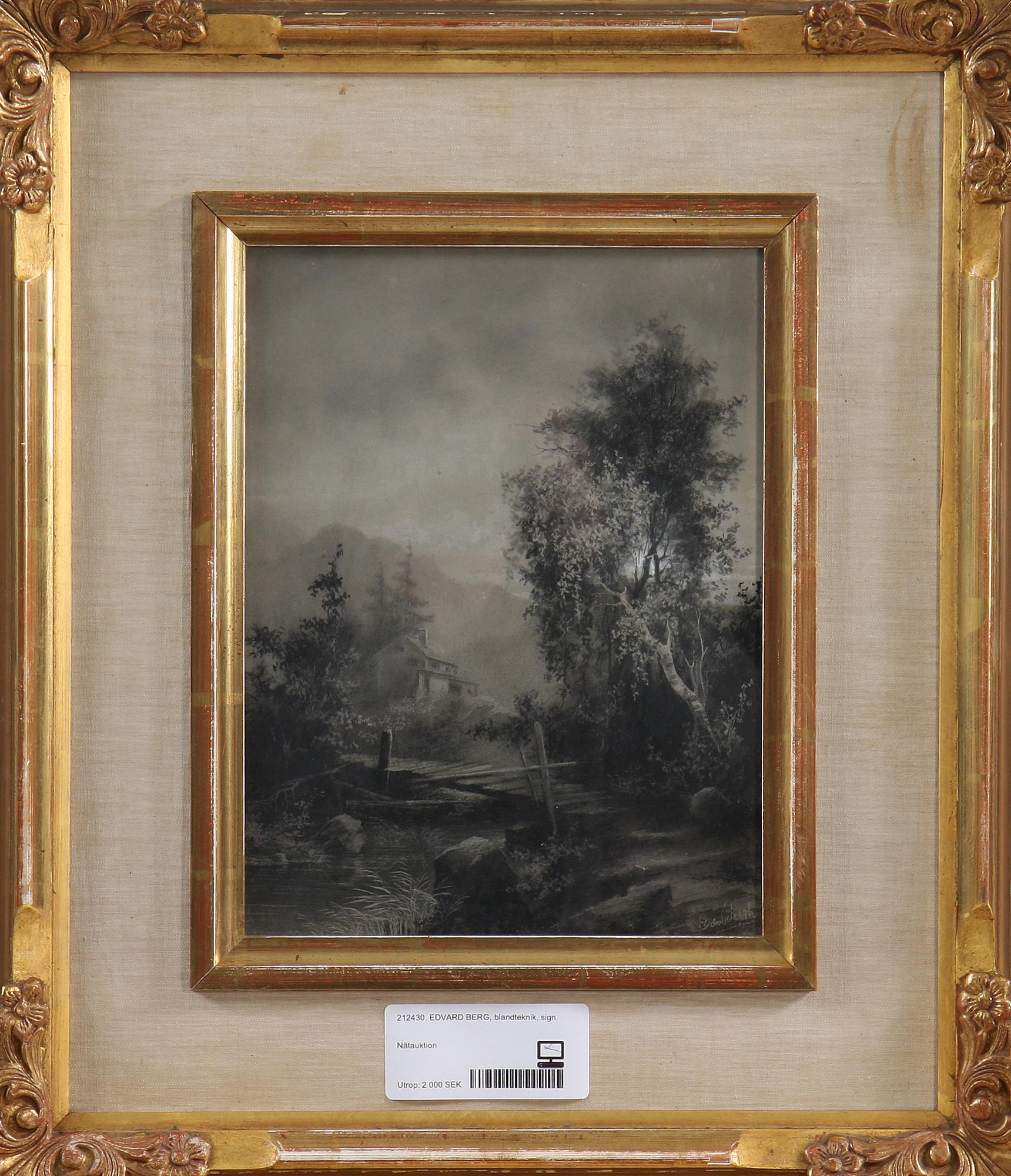 EDVARD BERGH, blandteknik, sign.