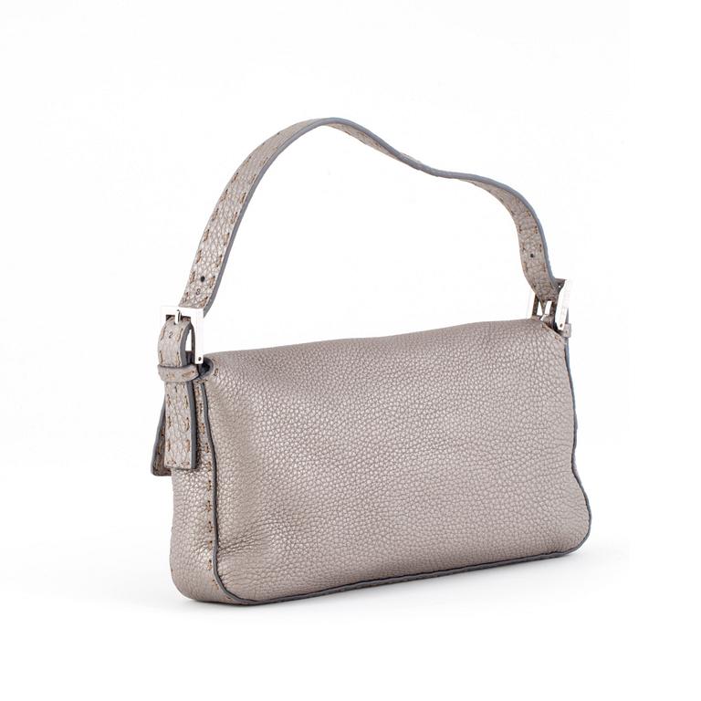 FENDI, a silvercolored leather handbag, "Baguette".