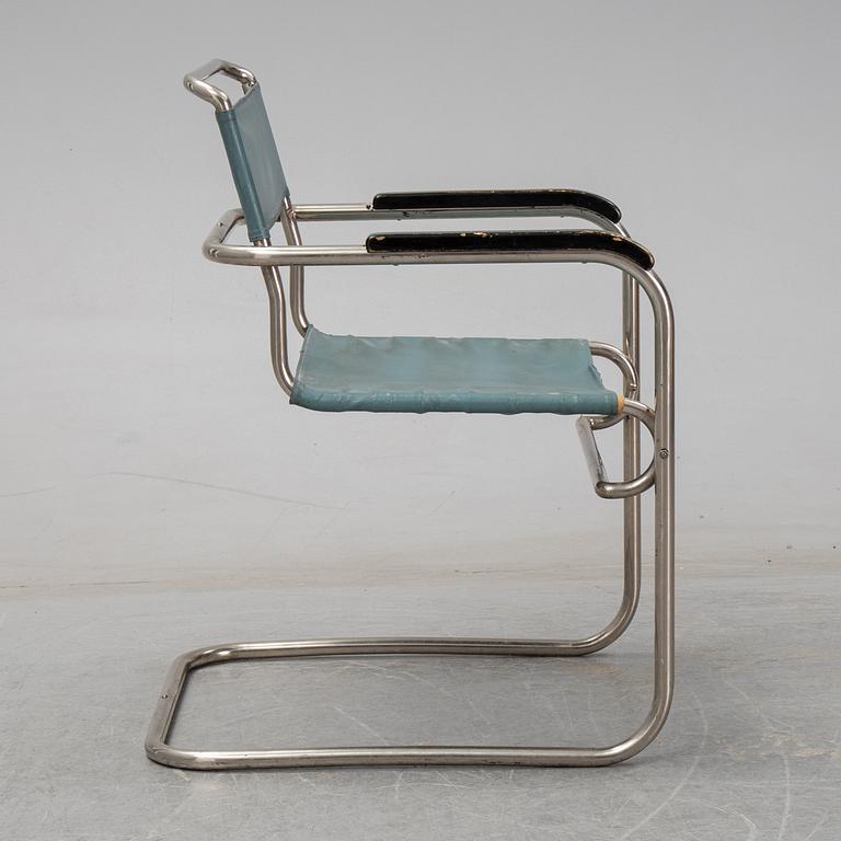 A tubular steel armchair, 1930's.
