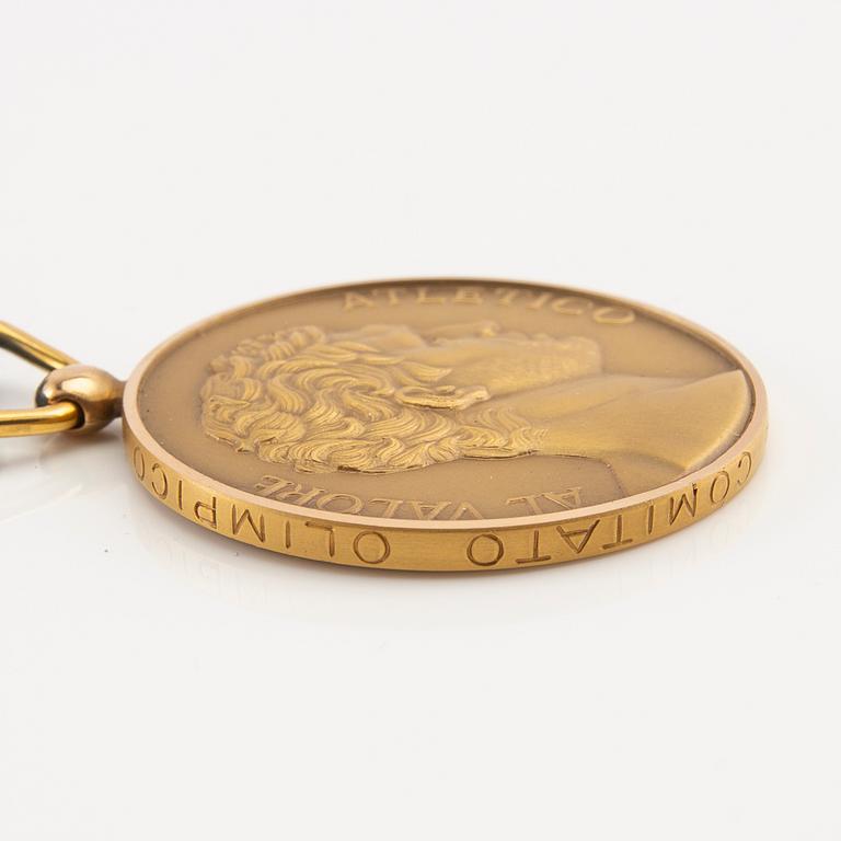 Athletic Valour Medal in 18K gold awarded to Francesco Gargano, Bertoni Milano Italy.