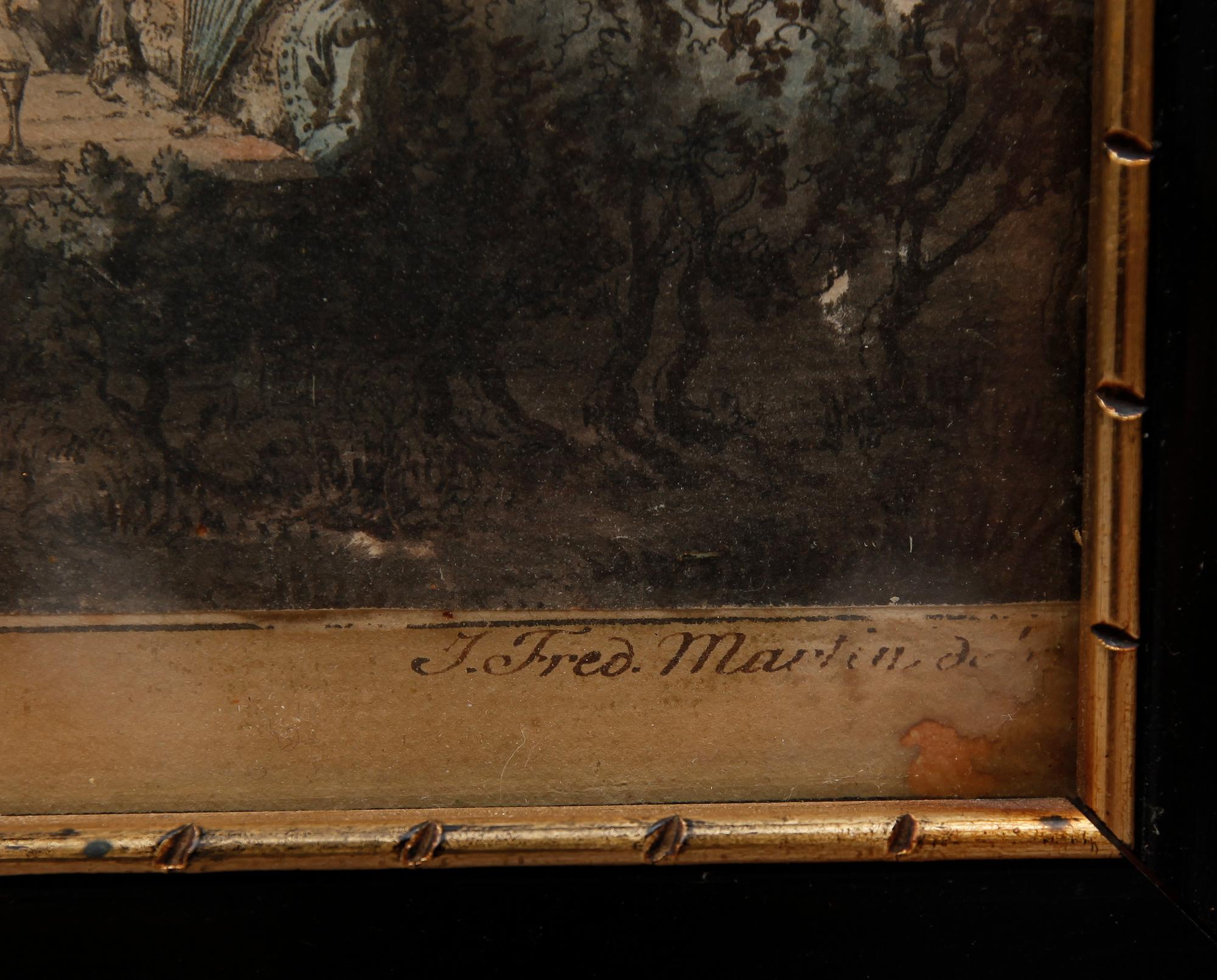 JOHAN FREDRIK MARTIN, akvarellerad linjeetsning, signerad.