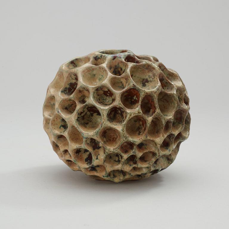 A Hans Hedberg faience sculpture of a sponge, Biot, France.