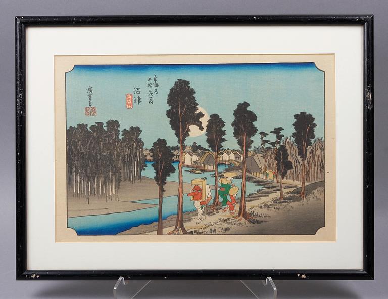 HIROSHIGE, träsnitt Japan. 1800/1900-tal.