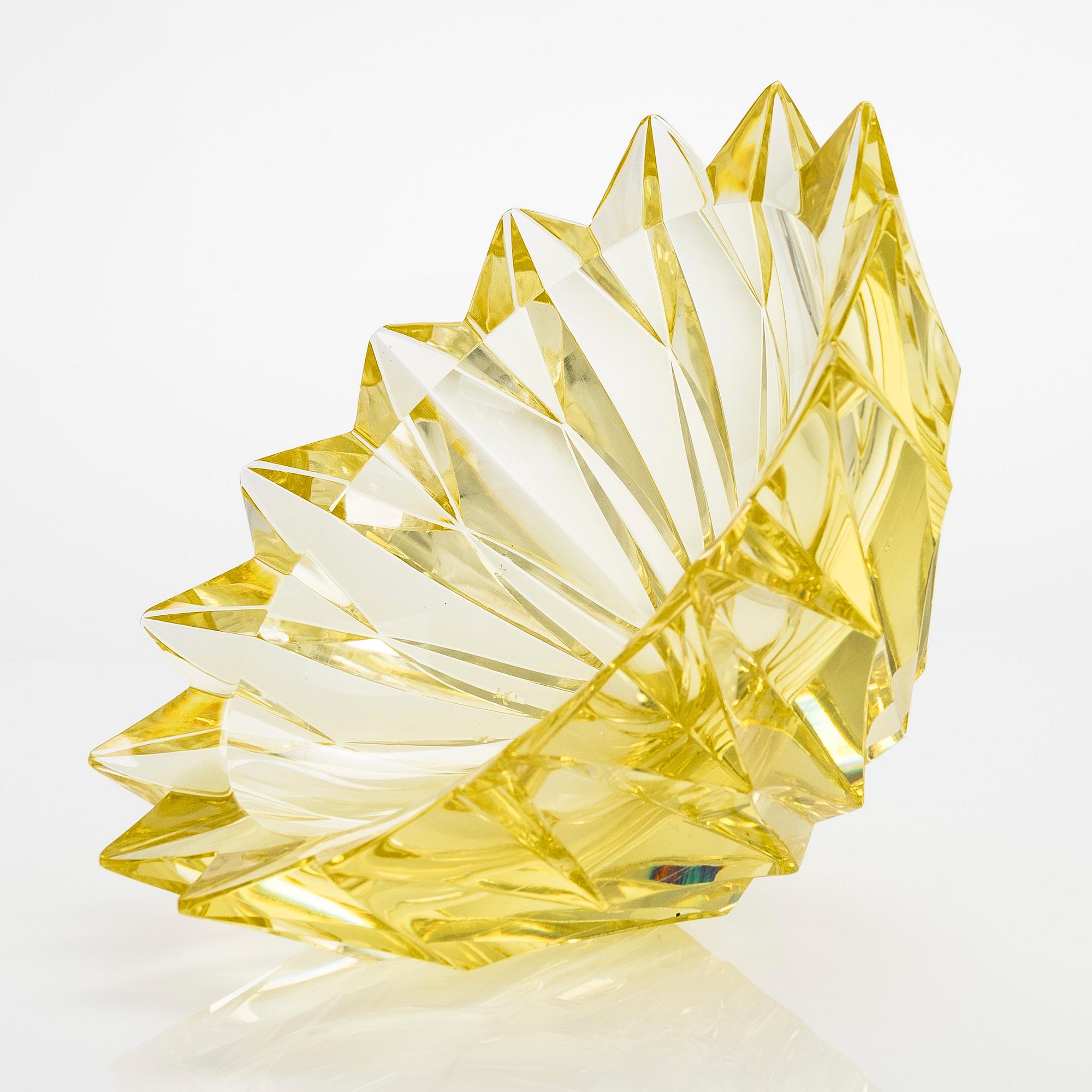 Aimo Okkolin, skål, "Näckros", signerad Aimo Okkolin Riihimäen Lasi Oy.