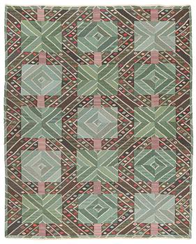 449. Marianne Richter, a carpet, "Strålar, grön", tapestry weave, 332 x 269 cm, signed AB MMF MR.