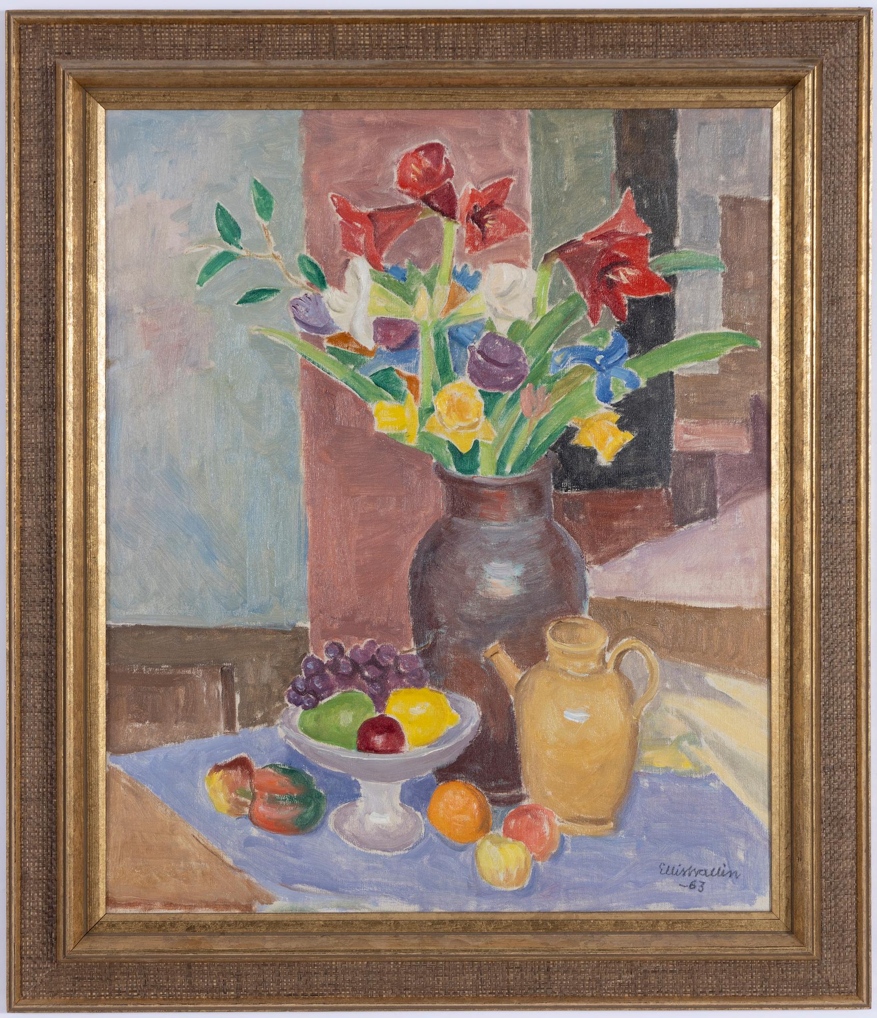 Ellis Wallin, Still life with yellow pot.