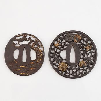 Five iron tsubas, Japan, Edo period.