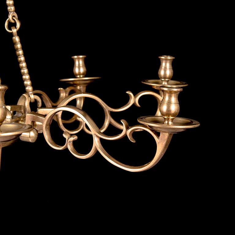 A late 18th century possibly Flemish solid bronze chandelier.