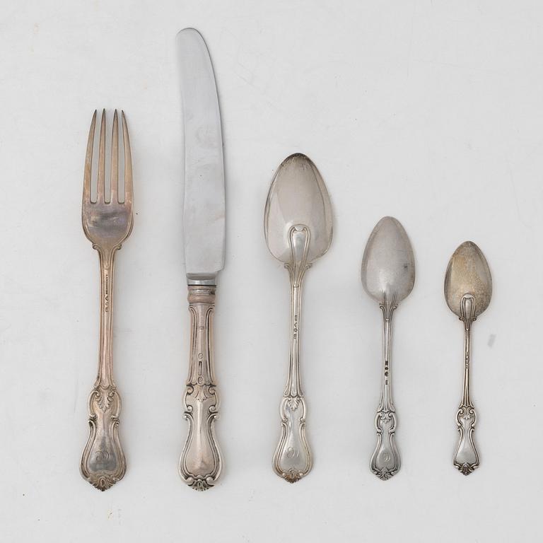 A silver cutlery set, model 'Olga', Sweden and Denmark, including mark of Alfred Ambrosius, Stockholm 1867 (53 pieces).