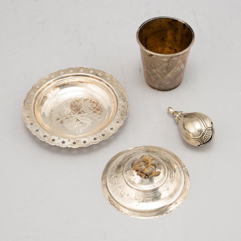 A gift case, 4 parts, silver, Otoman empire, around the year 1900.