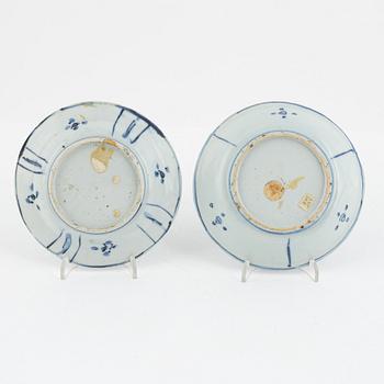 Two blue and white kraak dishes, Ming dynasty, Wanli (1572-1622).