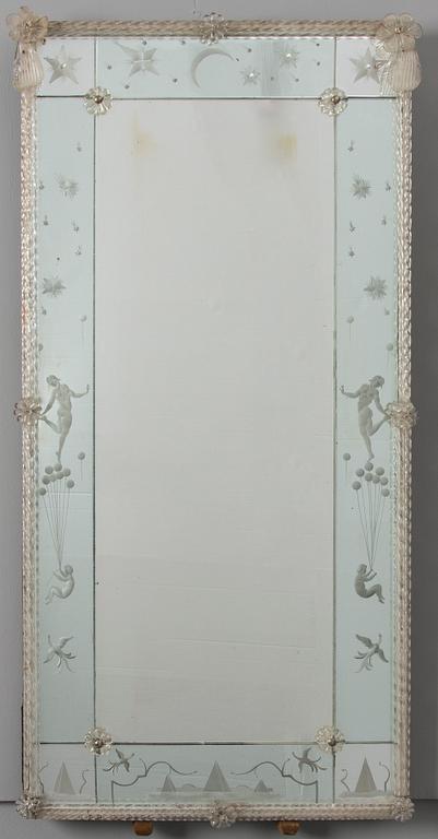 SPEGEL, glas, venetiansk stil, 1900-talets mitt.