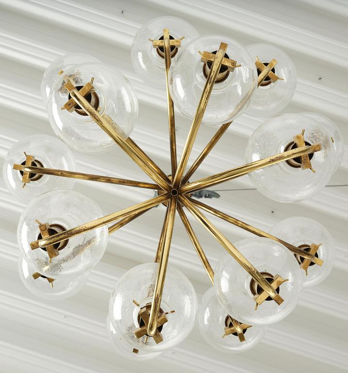 Hans-Agne Jakobsson, a rare chandelier model "T 812/15", Hans-Agne Jakobsson AB, Markaryd, 1970s.