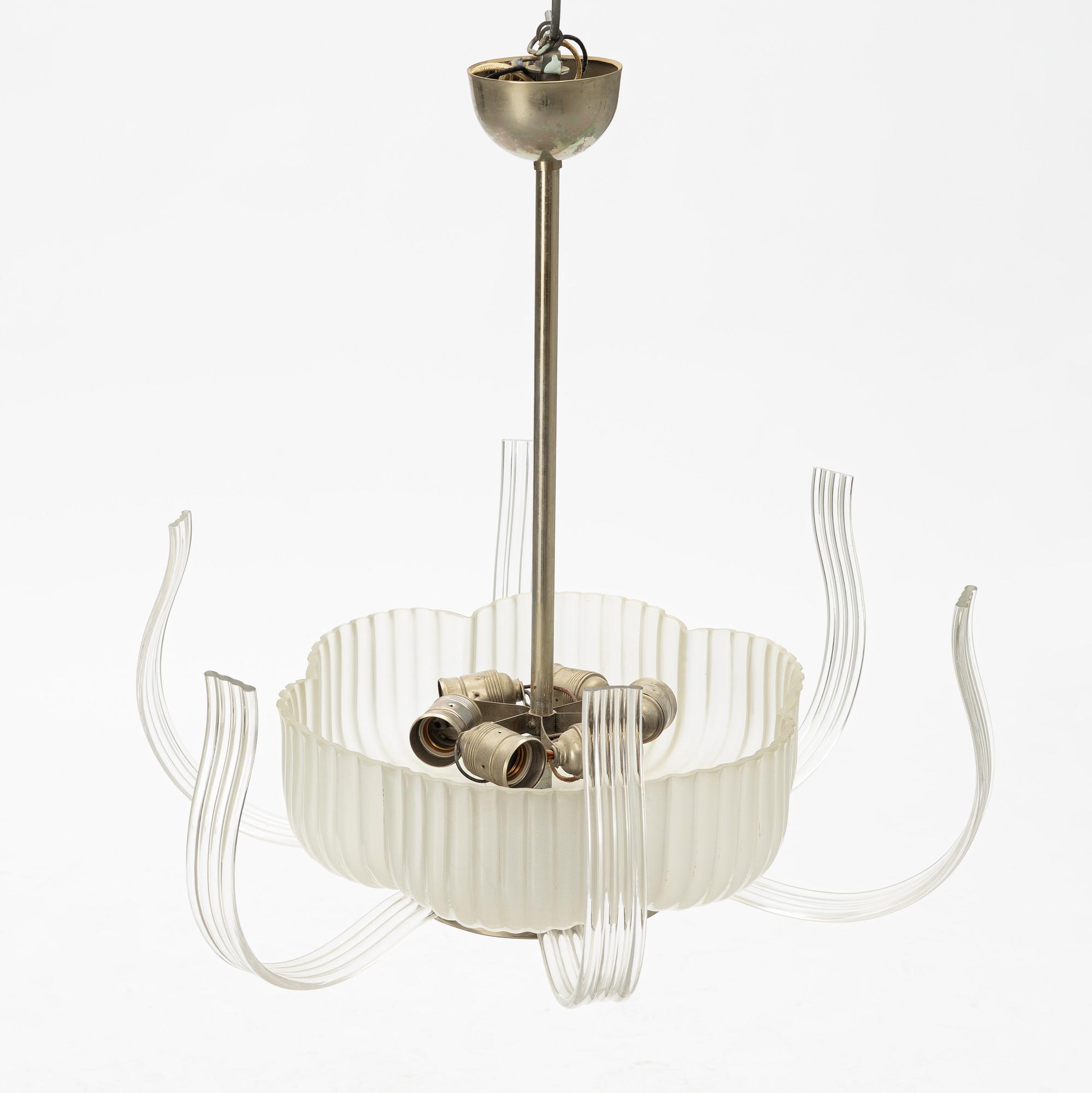 Sven Palmqvist, a ceiling lamp, Orrefors 1940's.