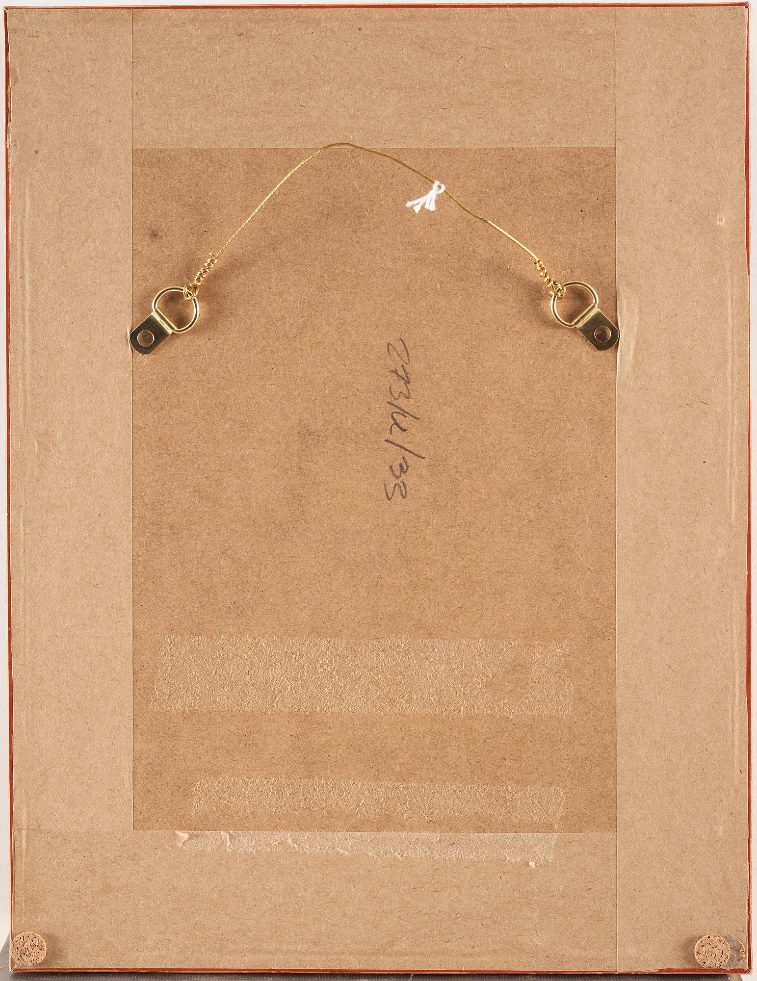 A painting of Rama and Sita on a yellow throne with Hanuman, India, Rajasthan, Jaipur, first half of 19th Century.