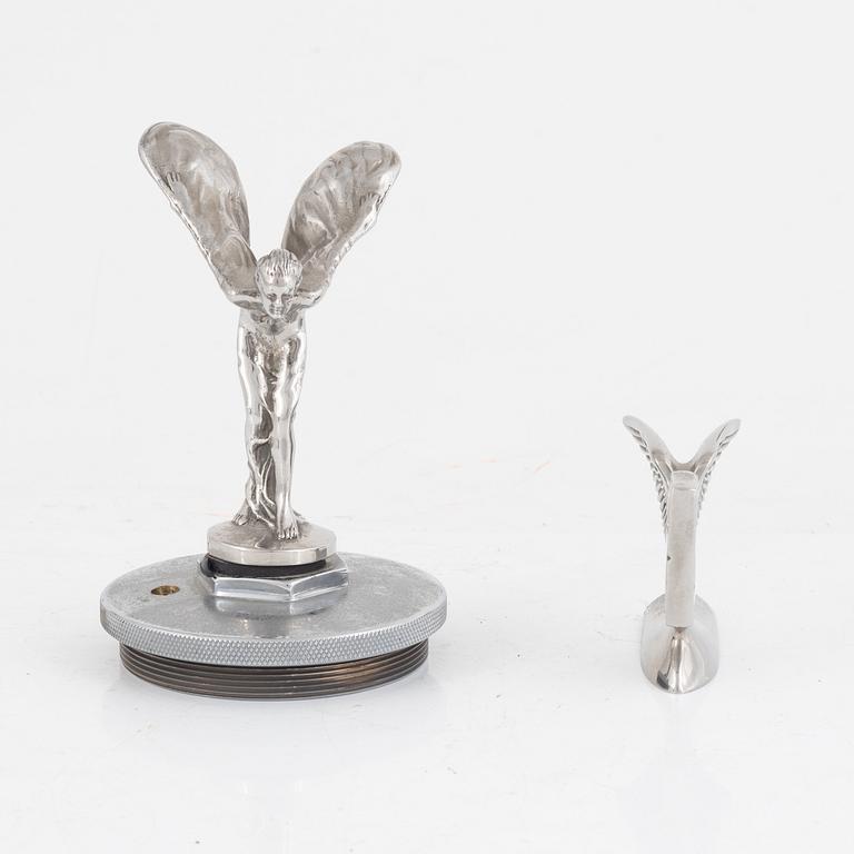 Hood ornaments, 2 pcs, Rolls-Royce and Bentley, 20th century.