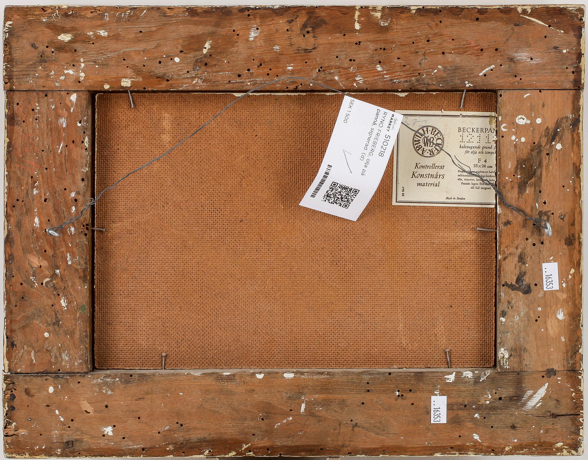 RYNO FRIEBERG, olja på pannå, signerad.