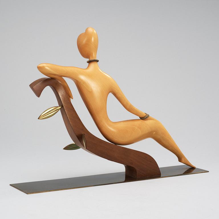 A Hagenauer wood and brass sculpture, Vienna, 1950's.