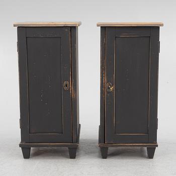 Bedside tables, a pair, first half of the 20th century.