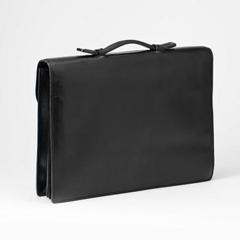 BOTTEGA VENETA, a black leather briefcase.