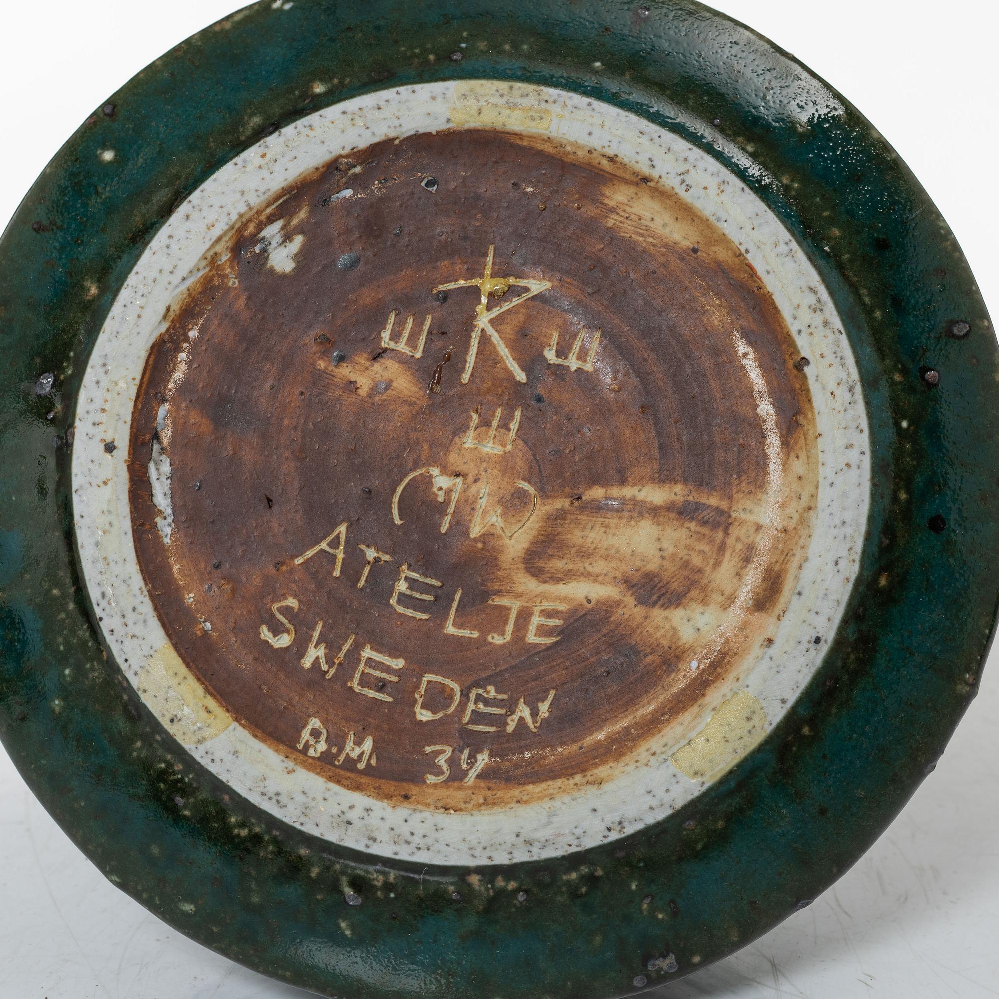 Marianne Westman, a bowl and two vases, stoneware, Rörstrands Ateljé.