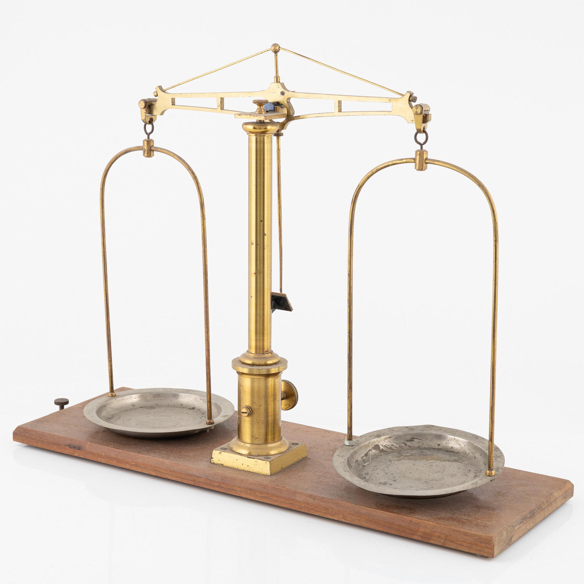 Scale with weights, mid-20th century.