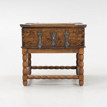 A 18th century oak wood box.