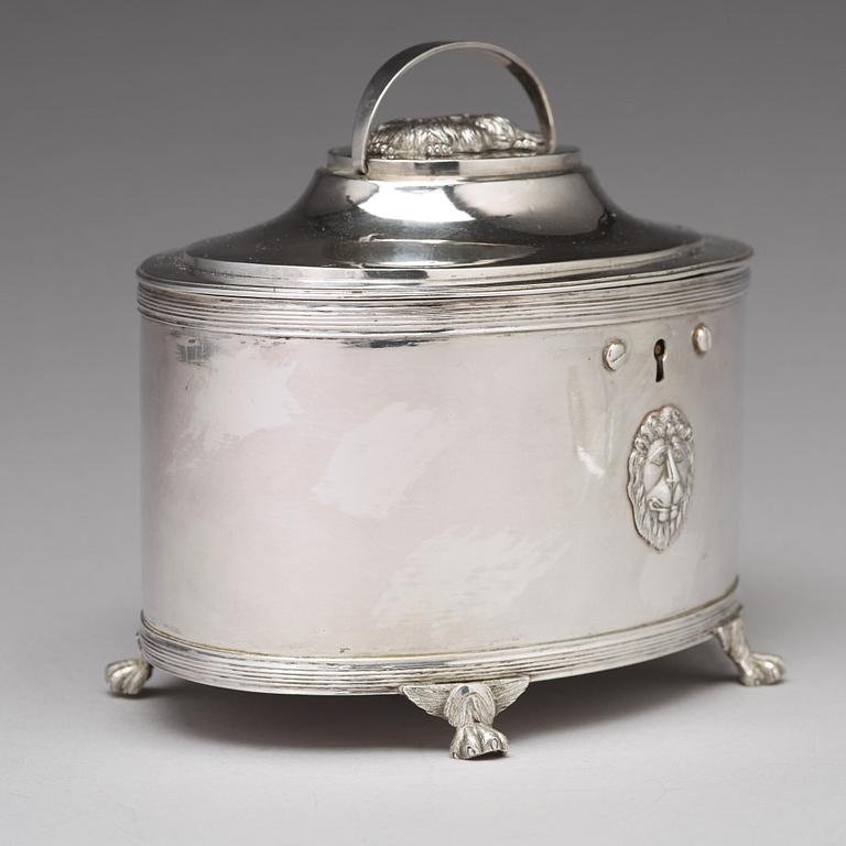 A Swedish 19th century silver sugar-casket, mark of Johan Fredrik Masman, Stockholm 1814.