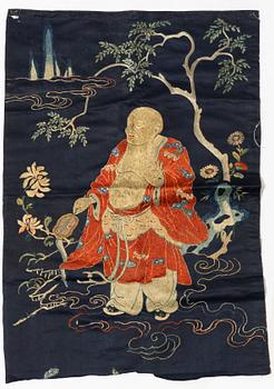 Broderi delar, fyra delar, siden. Qingdynastin.