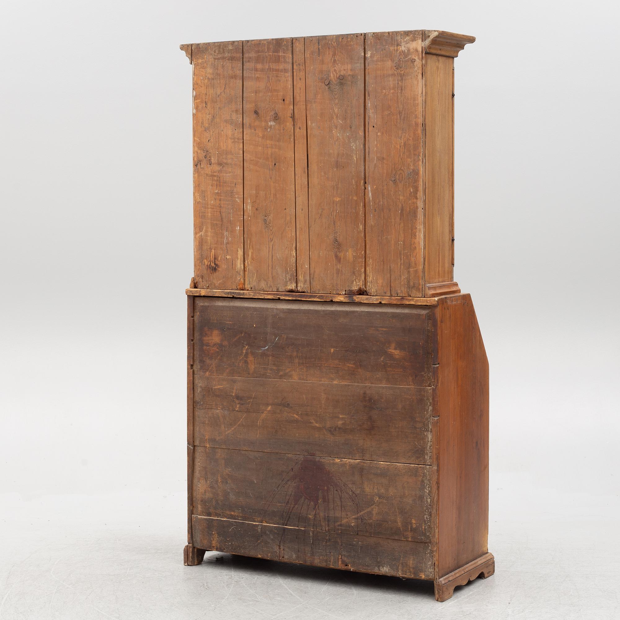 A two-part writing cabinet, around 1800.
