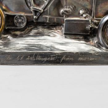 A silvered metal inkstand by Kaiser Zinn 1910s.