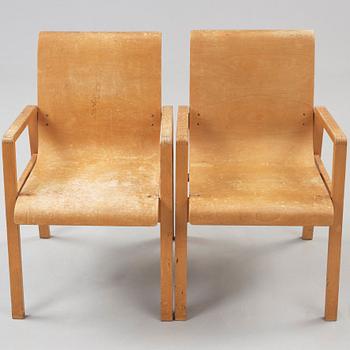 A pair of Alvar Aalto model no 51 armchairs, Huoneakalu-ja Rakennustyötehdas Oy, Artek, Finland, 1930's.