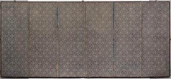 A Japanese six fold screen, Edo period (1603-1868).