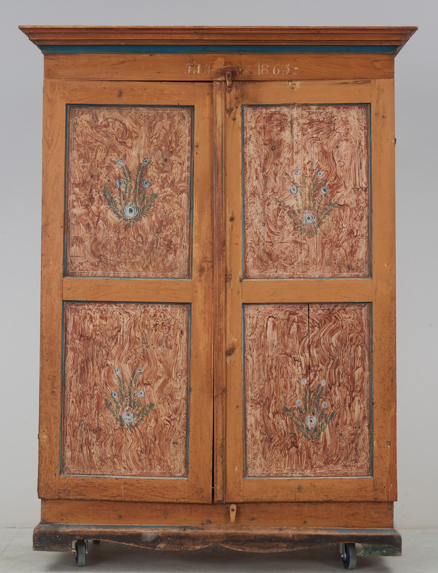 SKÅP, allmoge, daterad 1865.