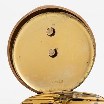 Pocket watch, 14K gold, key-wind, 44 mm.