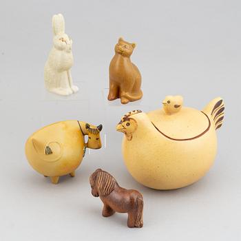 Lisa Larson, five stoneware figurines from Gustavsberg.