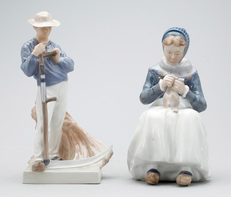 FIGURINER, 2 st, porslin, Royal Copenhagen, Danmark.