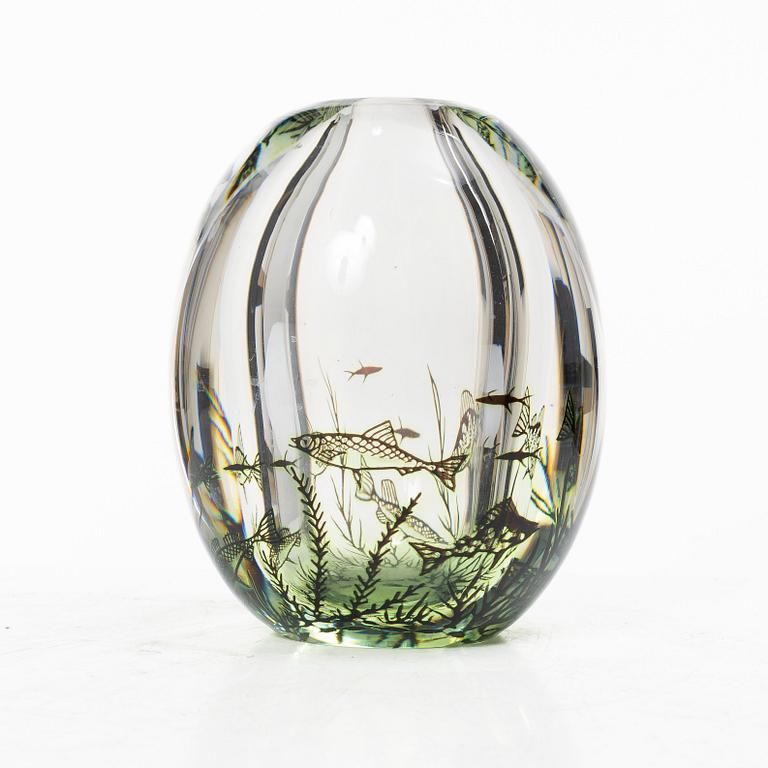 Edward Hald, A 'fiskgraal' glass vase, Orrefors, Sweden, 1957.